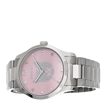 Gucci Stainless Steel Pink Mother of Pearl 38mm G-Timeless Cat Quartz Watch 2 of 4