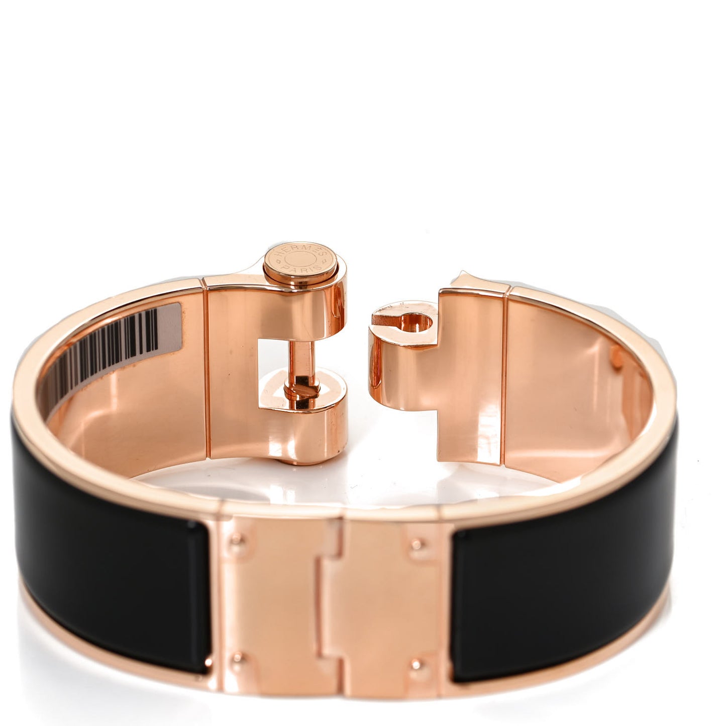 Enamel Charniere Uni Wide Hinged Bracelet L Black