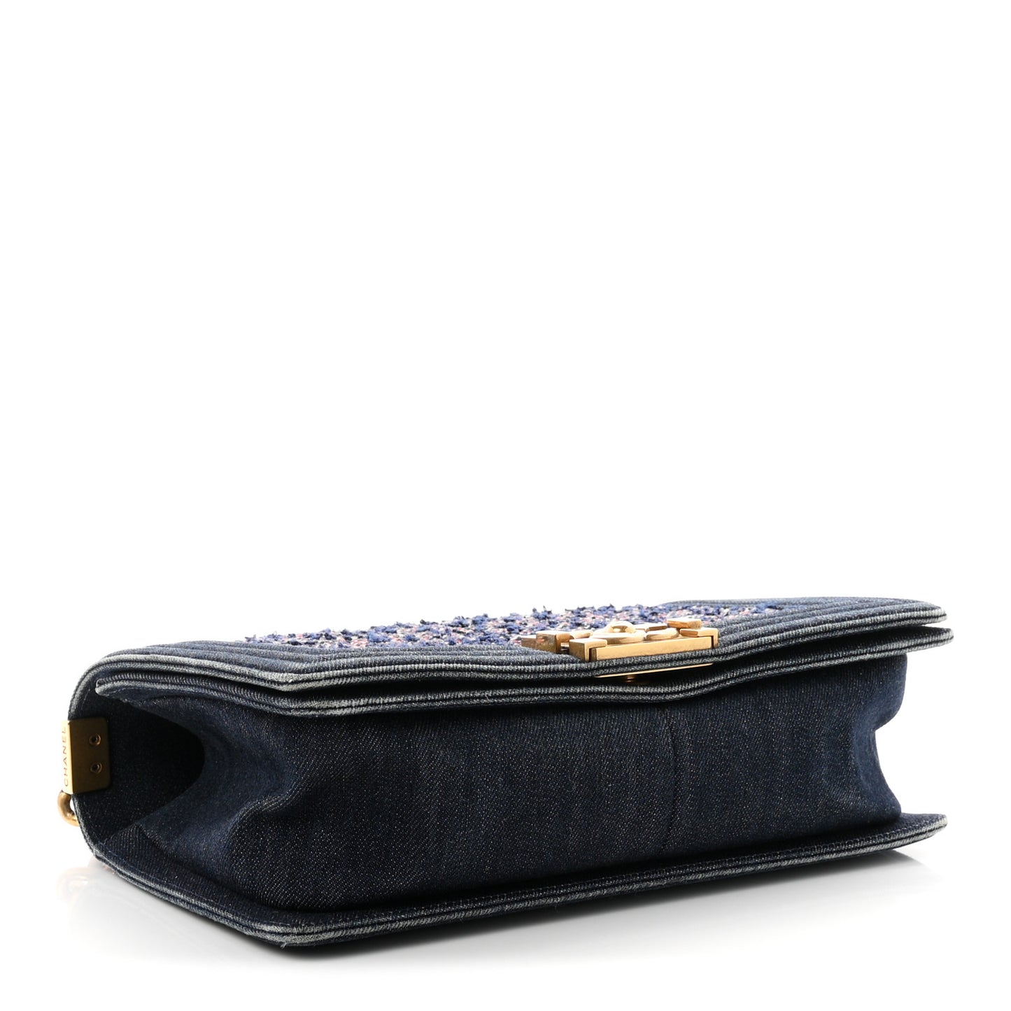 Tweed Denim Medium Boy Flap Navy Blue