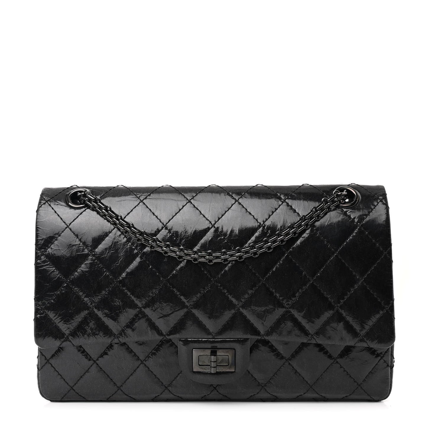 Glazed Calfskin Quilted 2.55 Reissue 226 Flap So Black