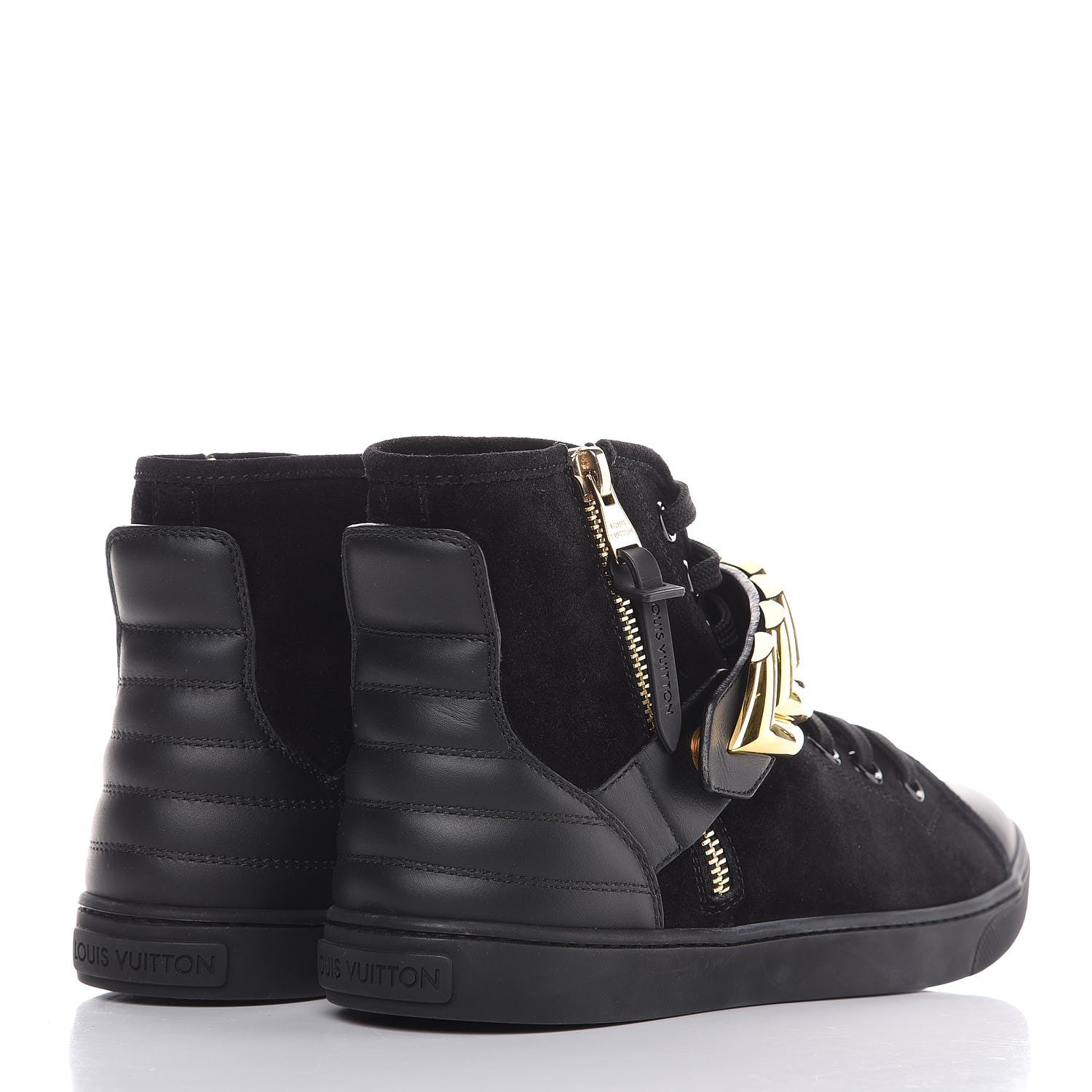Louis Vuitton Calfskin Suede Punchy High Top Sneakers 37 Black 4 of 8