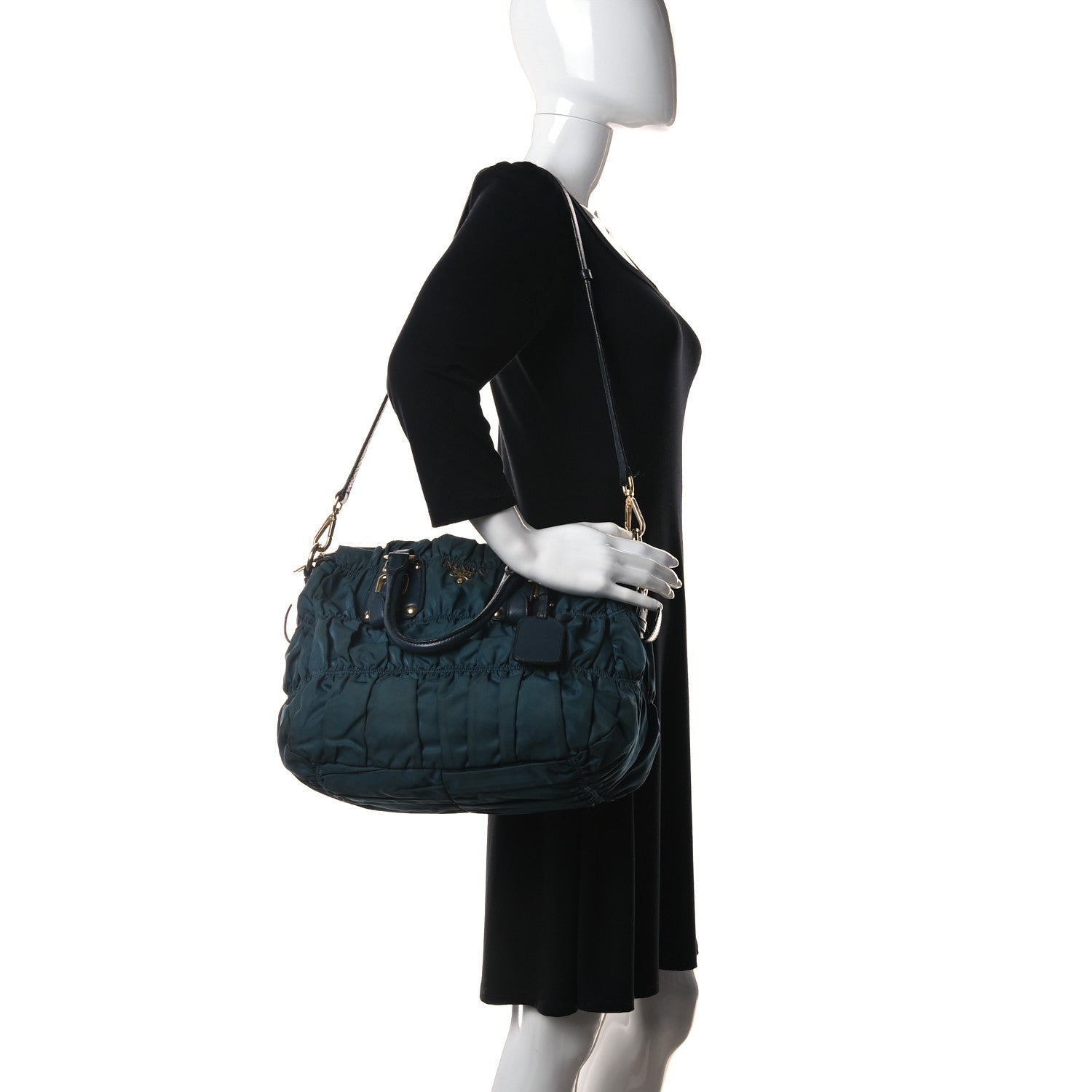 Prada Tessuto Nylon Nappa Gaufre Shopping Satchel Baltico 2 of 49