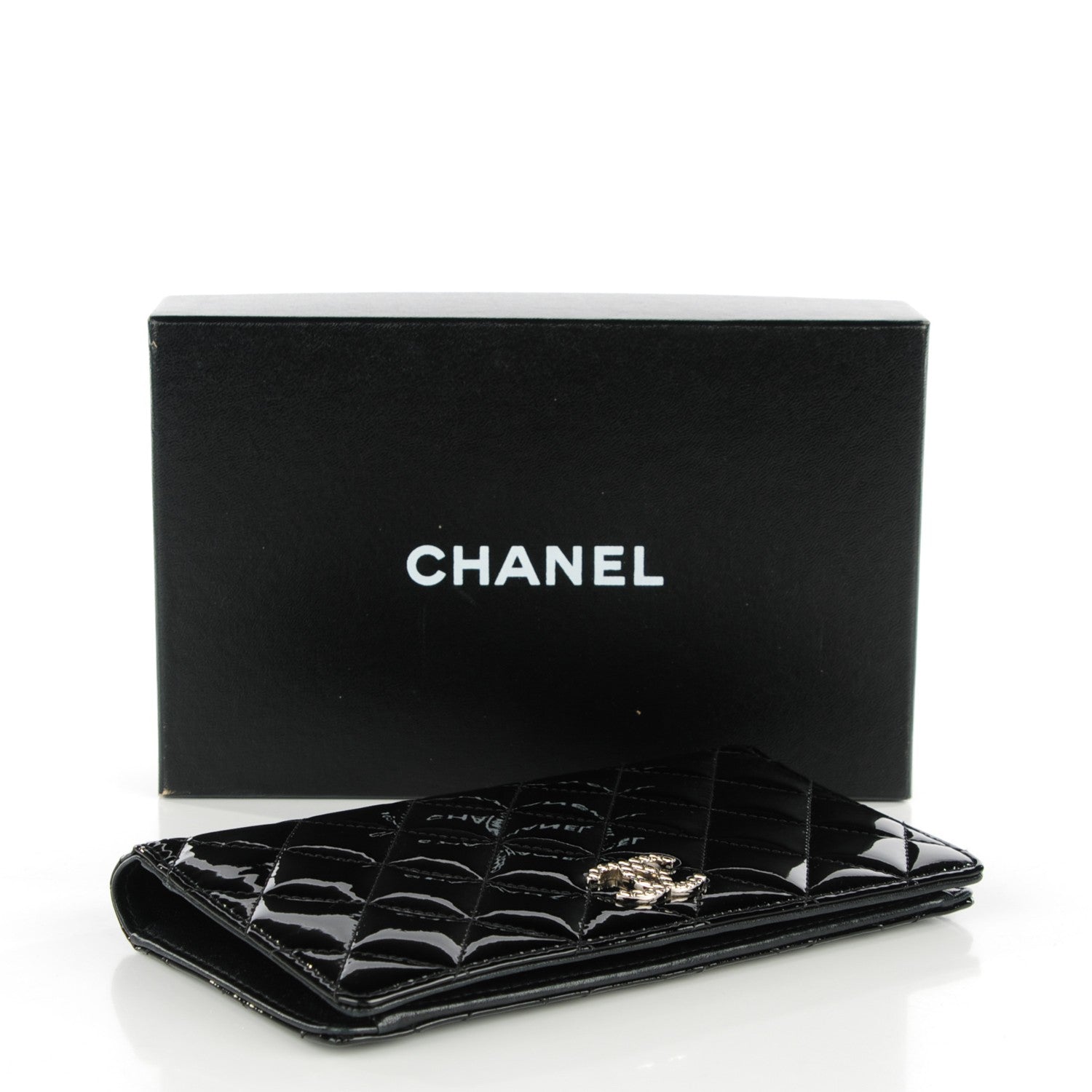 Chanel Patent Quilted Brilliant Yen Wallet Black 4 of 8