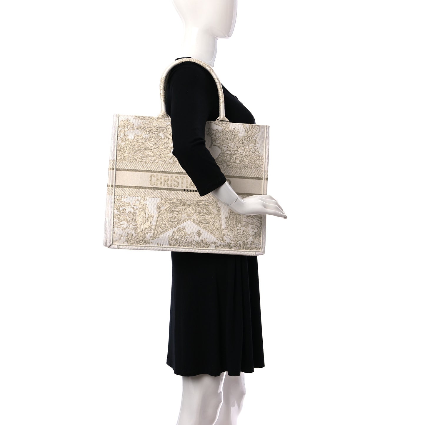 Canvas Embroidered Large Around The World Book Tote Gold