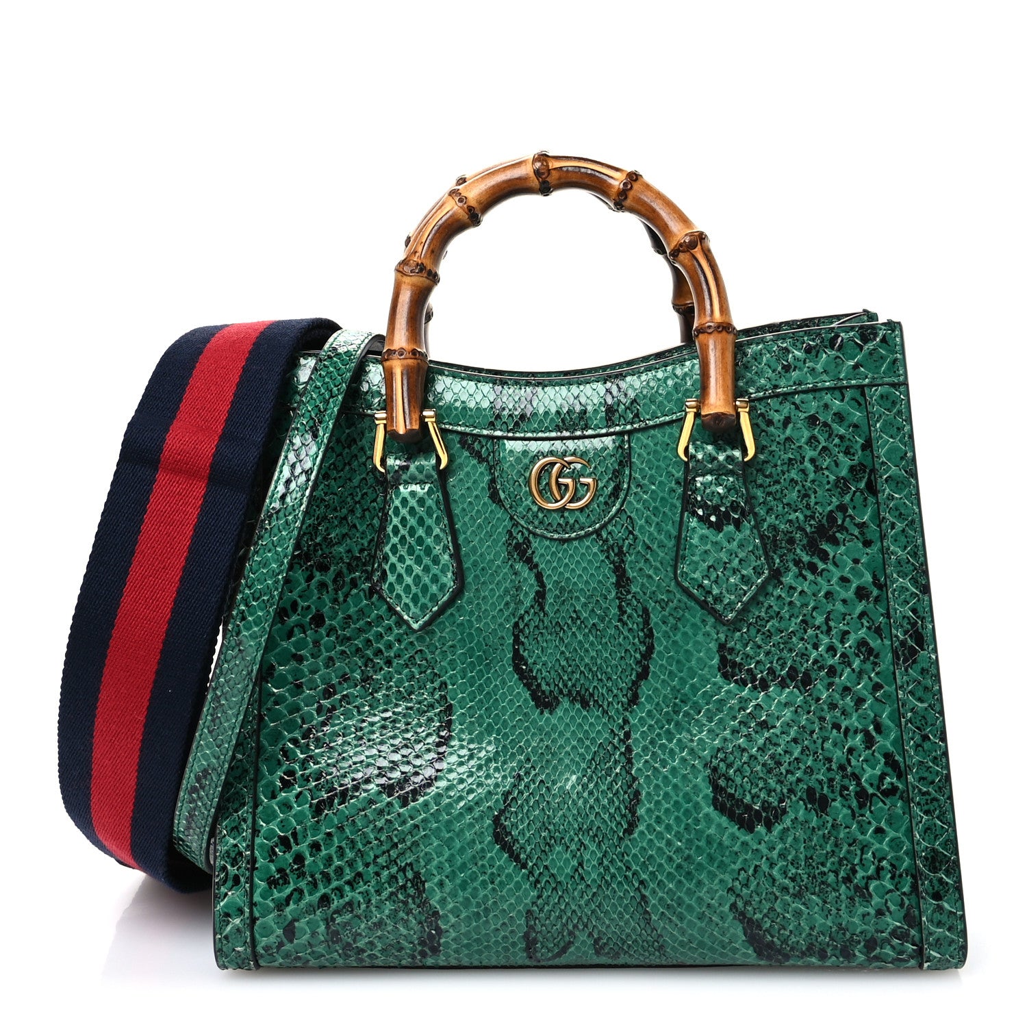 Gucci Snakeskin Small Diana Tote Bag Green 1 of 11