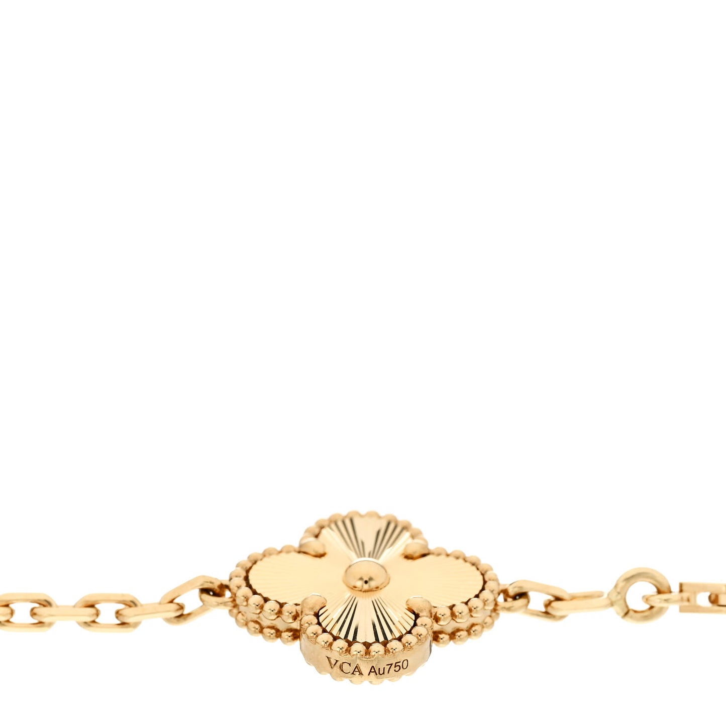 18K Yellow Gold Diamond 5 Motifs Guilloche Vintage Alhambra Bracelet