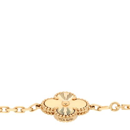 Van Cleef & Arpels 18K Yellow Gold Diamond 5 Motifs Guilloche Vintage Alhambra Bracelet 3 of 5