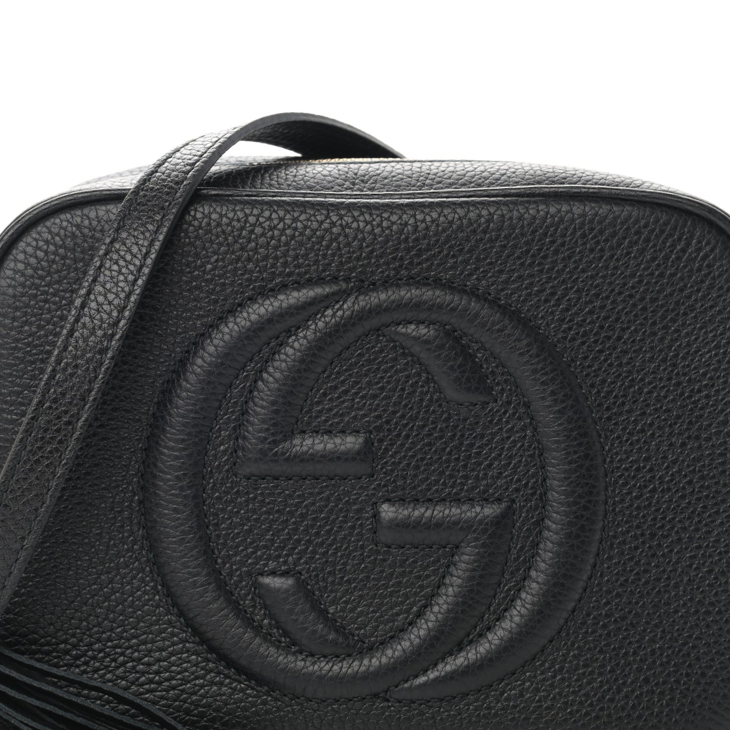 Pebbled Calfskin Small Soho Disco Bag Black