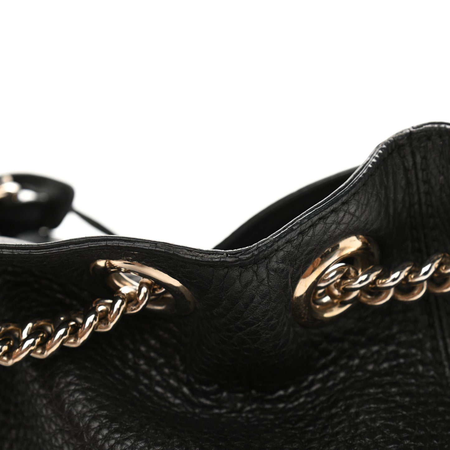 Pebbled Calfskin Medium Soho Chain Shoulder Bag Black