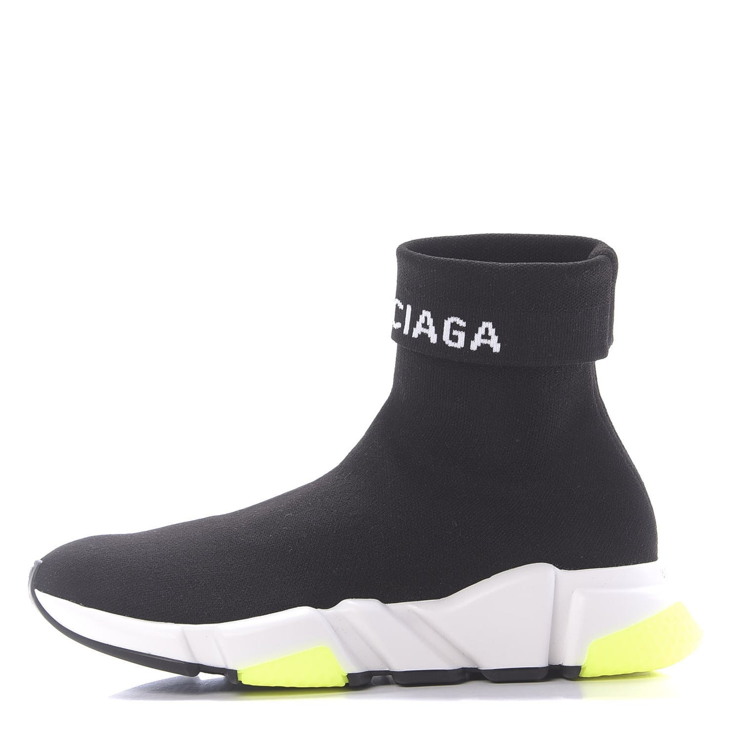 Neoprene Knit Mens Speed Cuffed Sneakers 39 Black White Yellow Fluo
