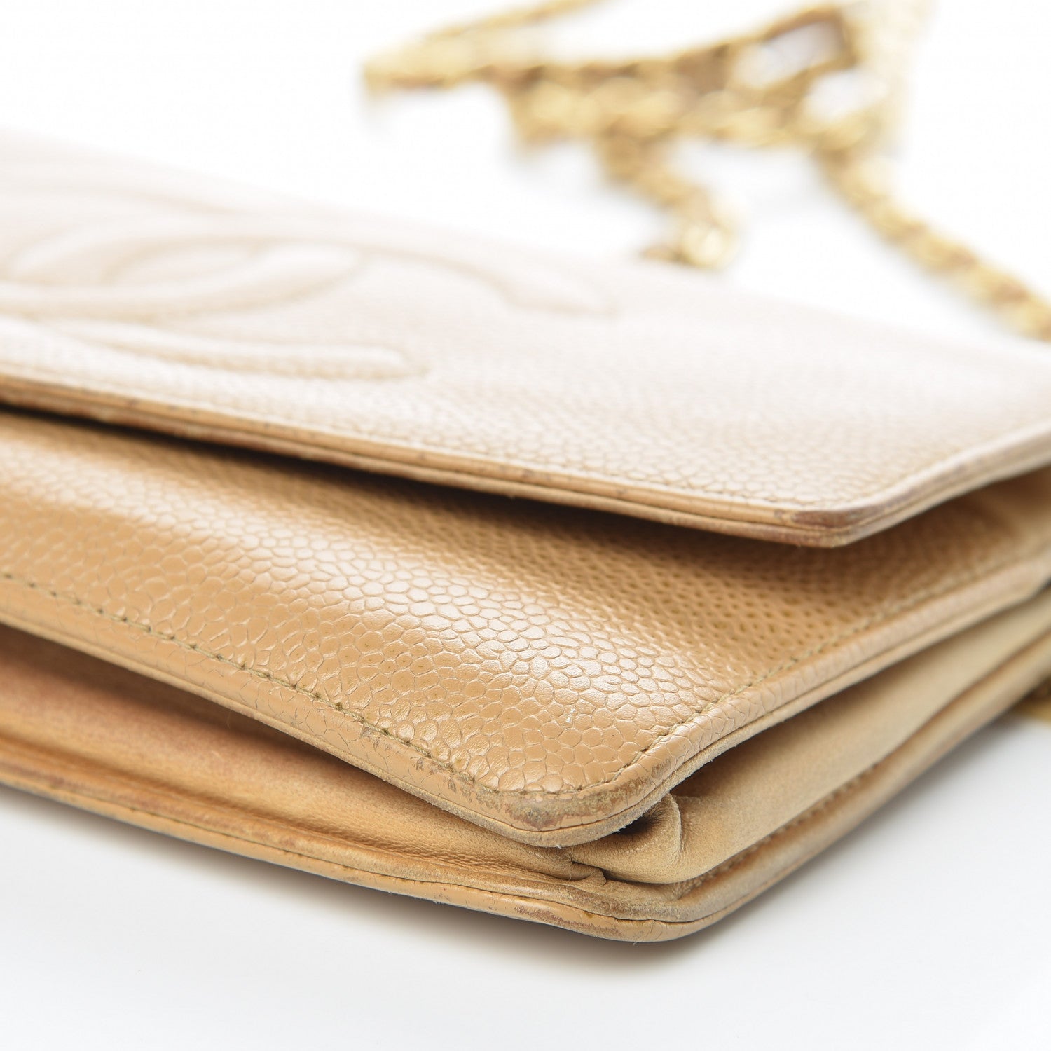 Chanel Caviar Timeless CC Wallet On Chain WOC Beige 9 of 17