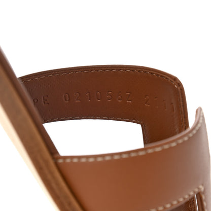 Hermes Box Calfskin Oran Sandals 36 Gold 8 of 8