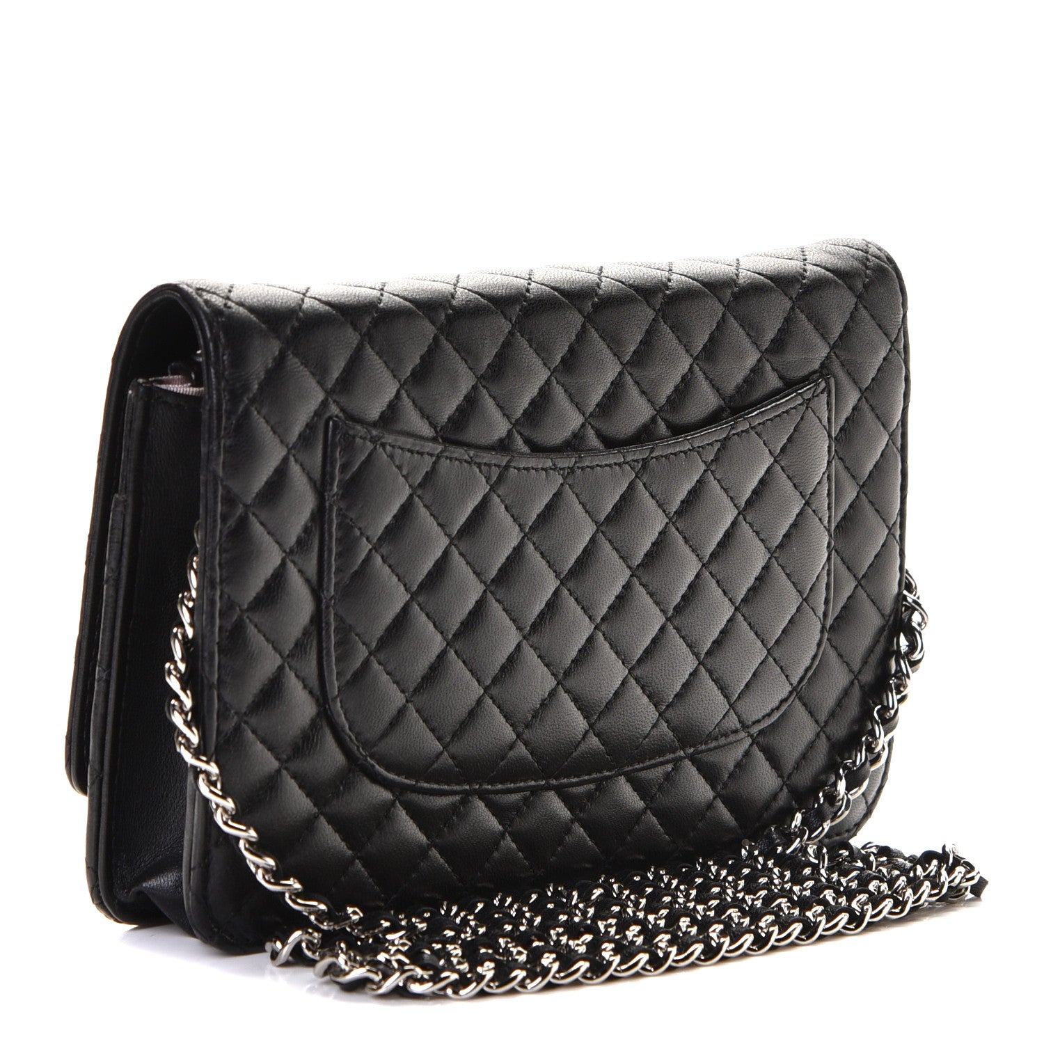 Chanel Lambskin Micro Quilted Wallet On Chain WOC Black 2 of 8