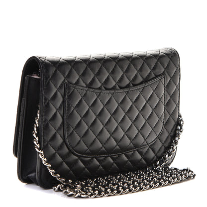 Chanel Lambskin Micro Quilted Wallet On Chain WOC Black 2 of 8