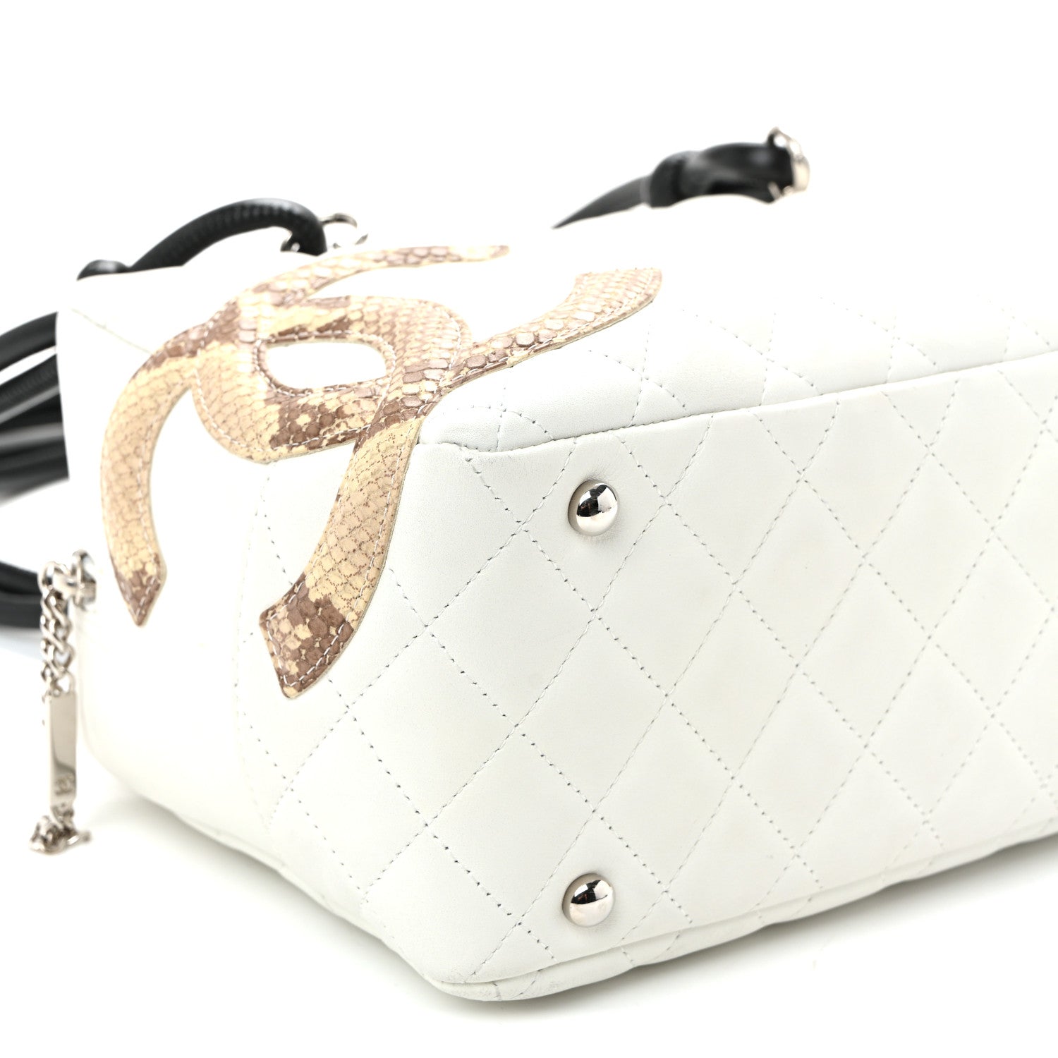 Chanel Calfskin Python Quilted Large Cambon Bowler White 9 of 12