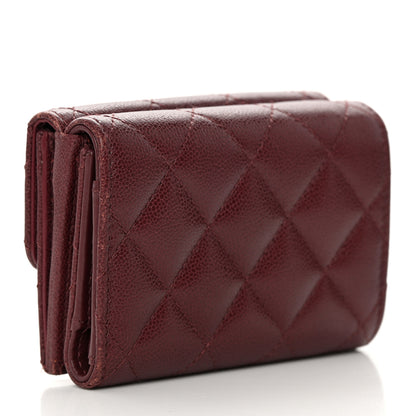 Chanel Caviar Quilted Studded CC Double Flap Wallet Burgundy 3 of 13