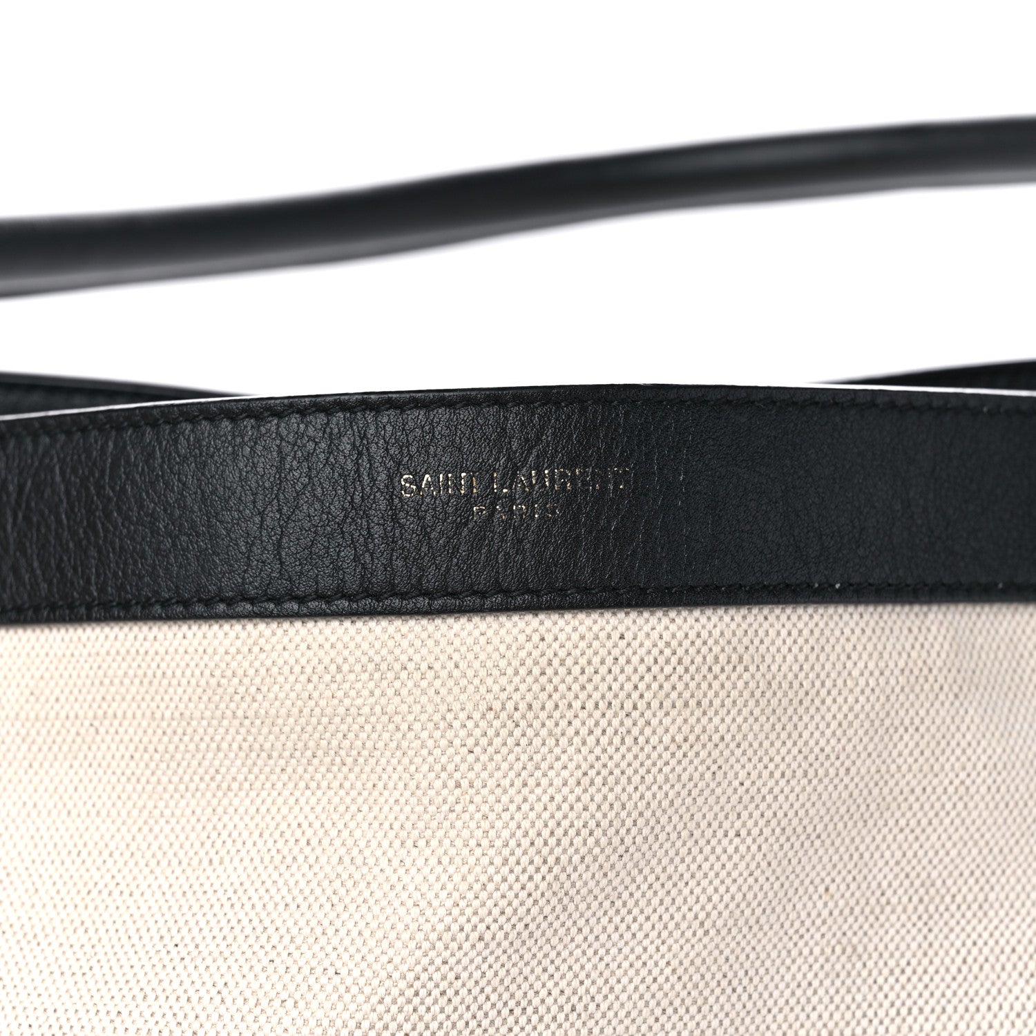 Saint Laurent Canvas Calfskin Tag Hobo White Black 7 of 13