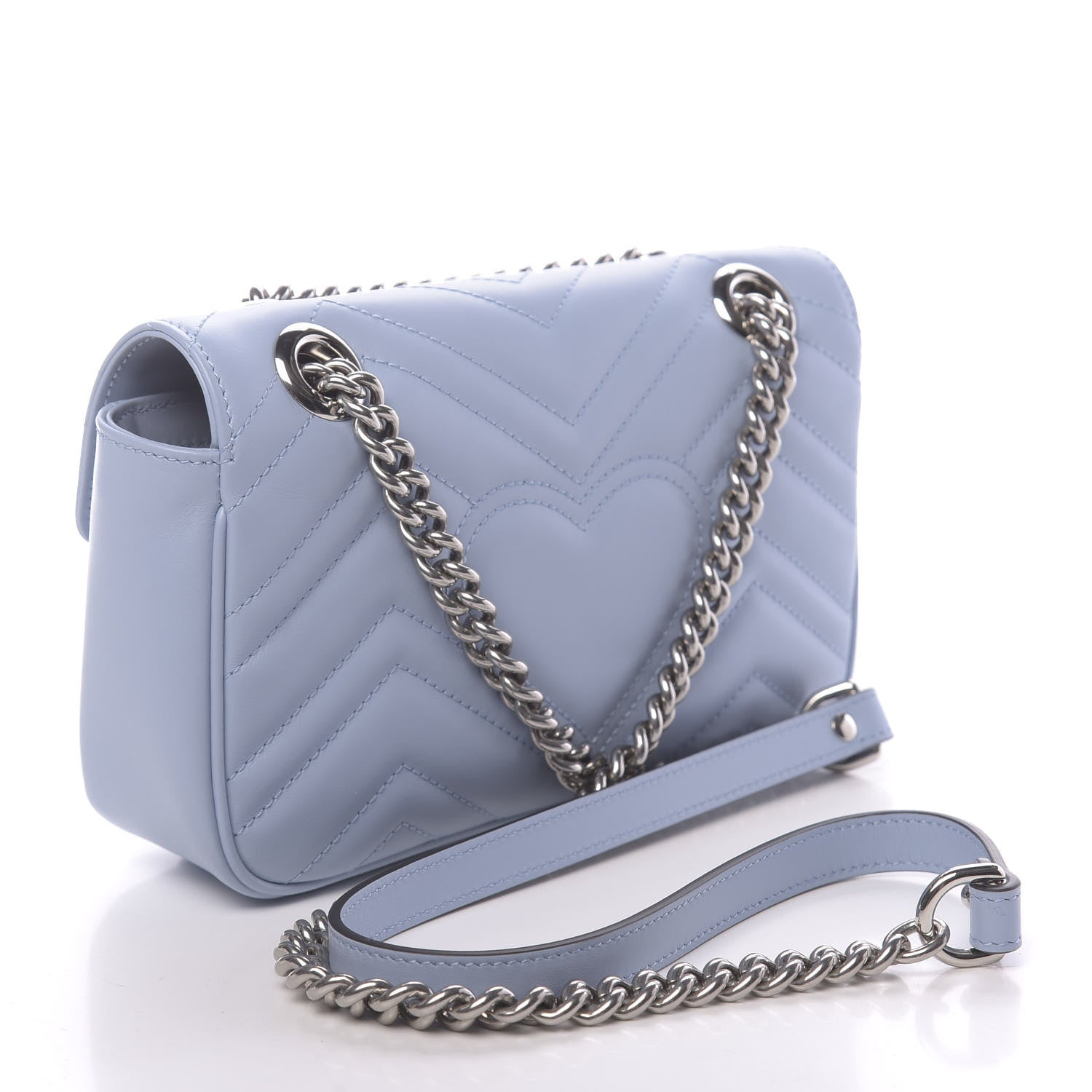 Gucci Calfskin Matelasse Mini GG Marmont Shoulder Bag Porcelain Light Blue 3 of 10