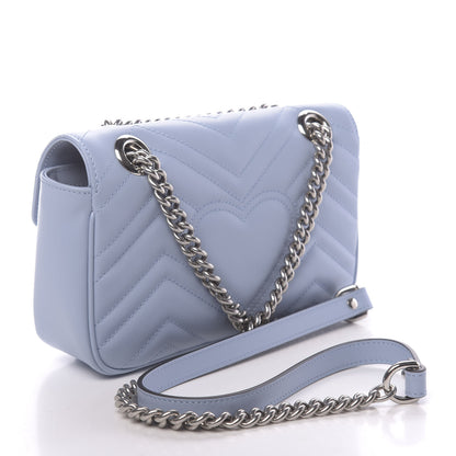 Gucci Calfskin Matelasse Mini GG Marmont Shoulder Bag Porcelain Light Blue 3 of 10