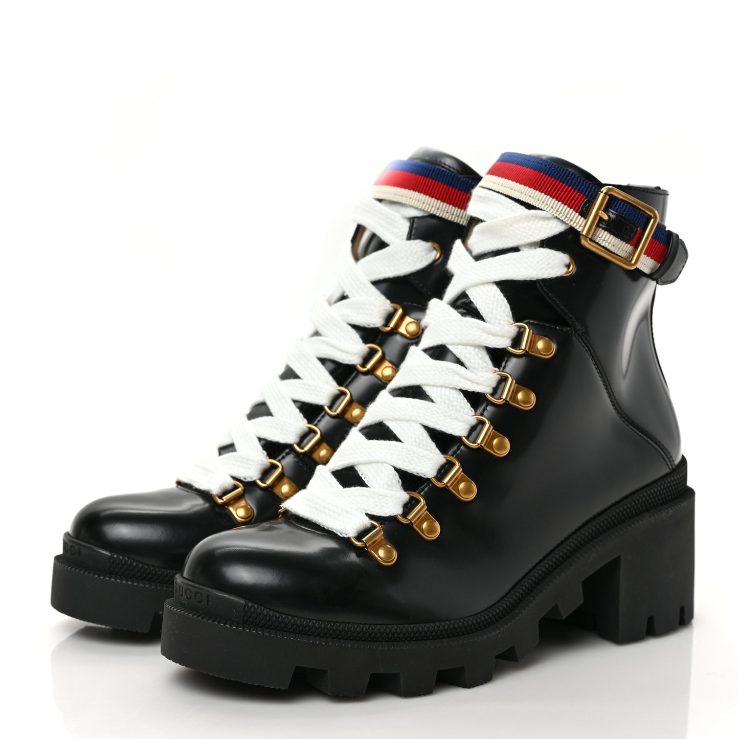 Calfskin Sylvie Web Womens Lace Up Combat Boots 37.5 Black