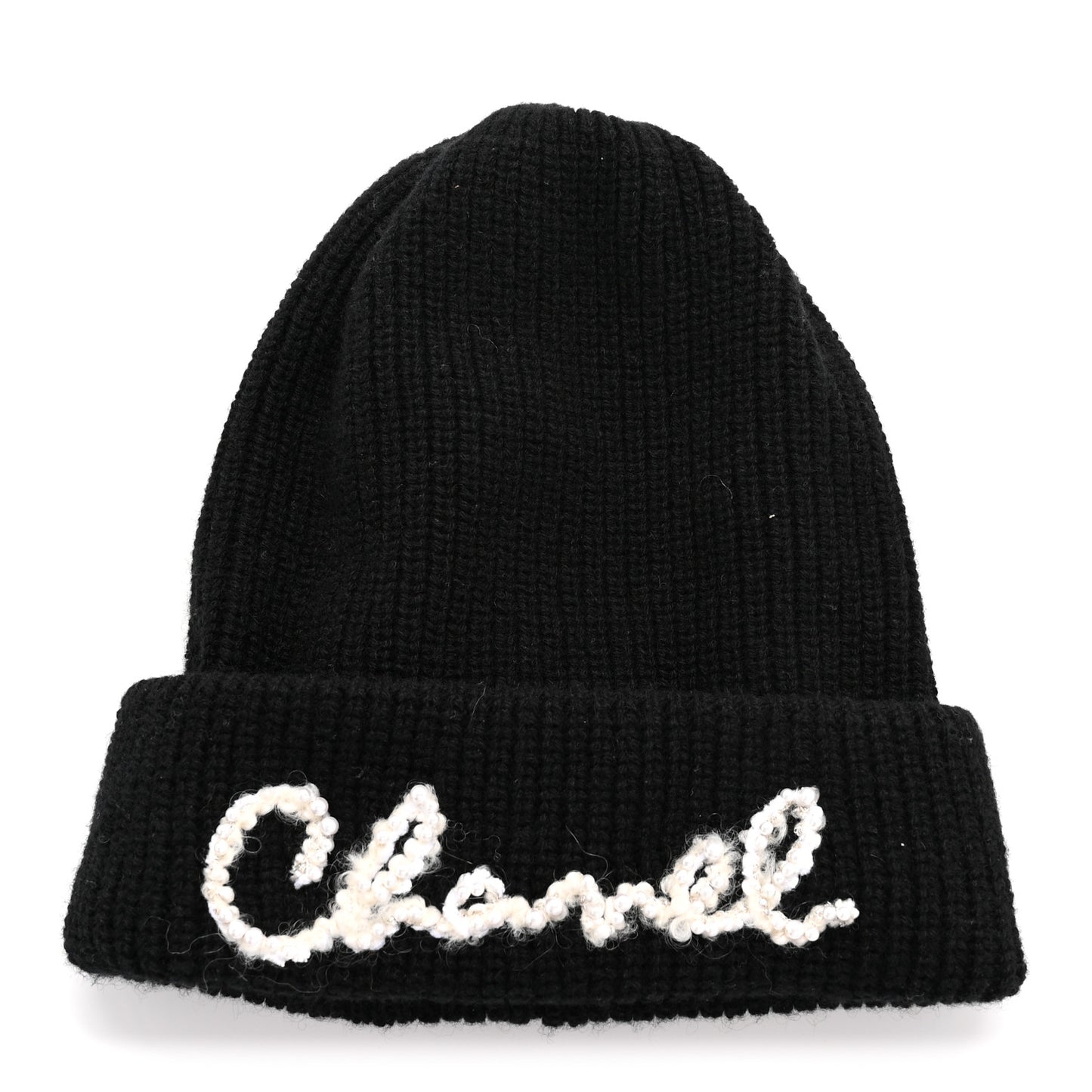 Cashmere Logo Beanie Hat Black White
