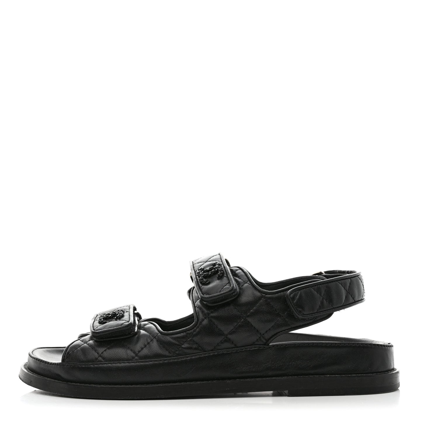 Lambskin Velcro Dad Sandals 38 Black