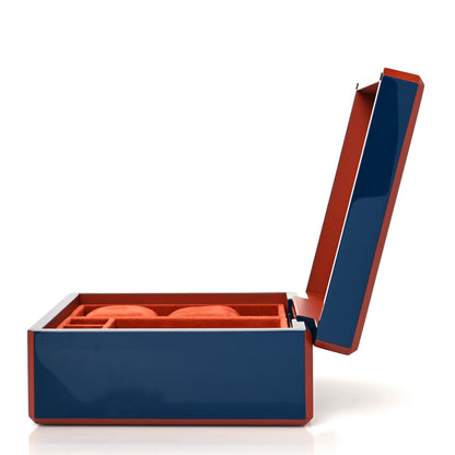 Hermes Lacquered Wood Facettes Watch Box Bleu Biarritz 4 of 8
