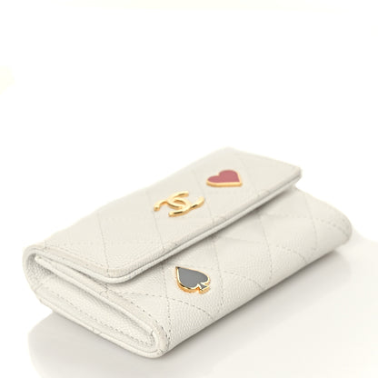 Chanel Caviar Quilted Enamel Coco Casino Flap Card Holder Wallet White 4 of 8