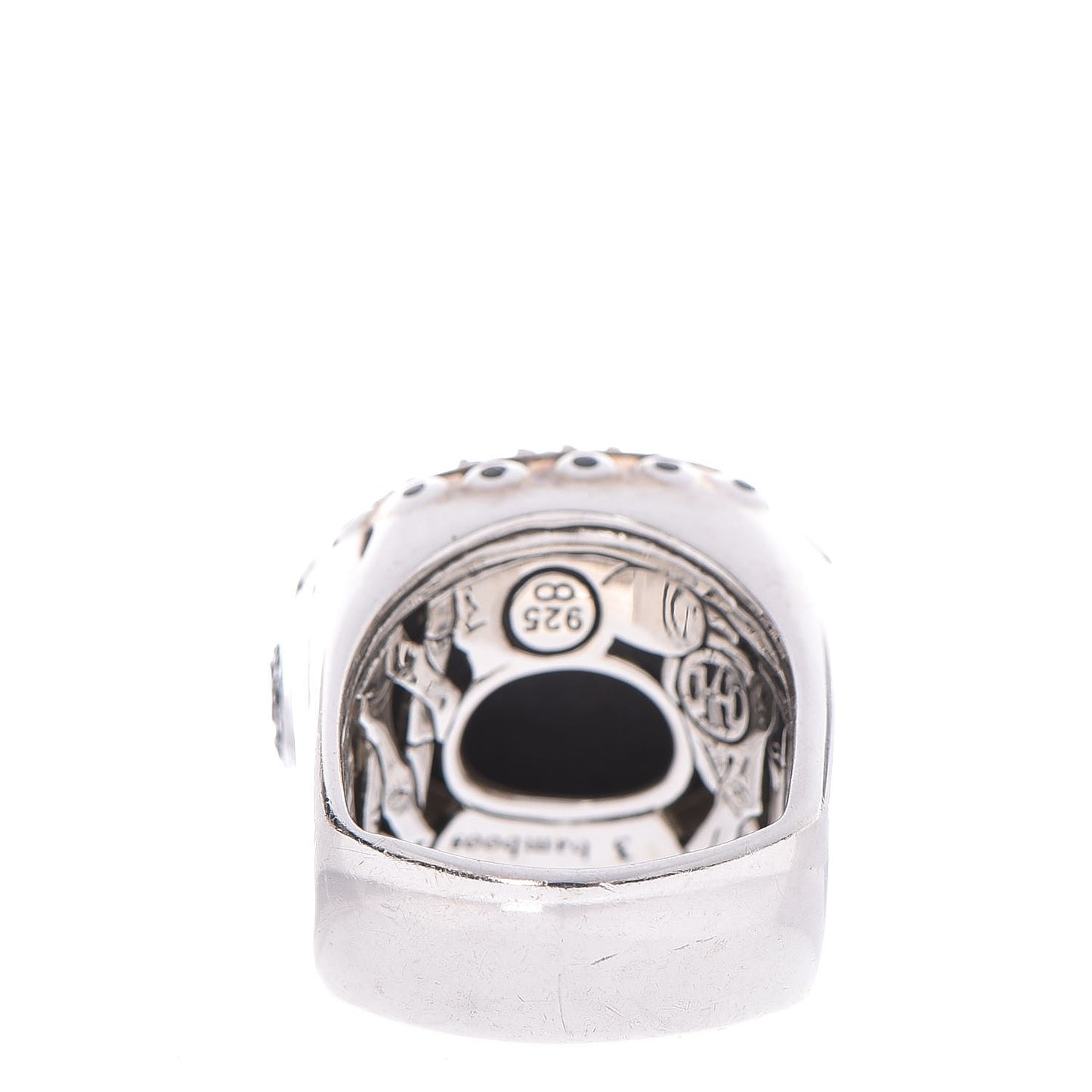 Sterling Silver Hematite Bamboo Dome Ring 55 7.25