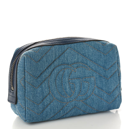 Gucci Denim Matelasse Flower Japan Limited GG Marmont Cosmetic Case Blue 3 of 8