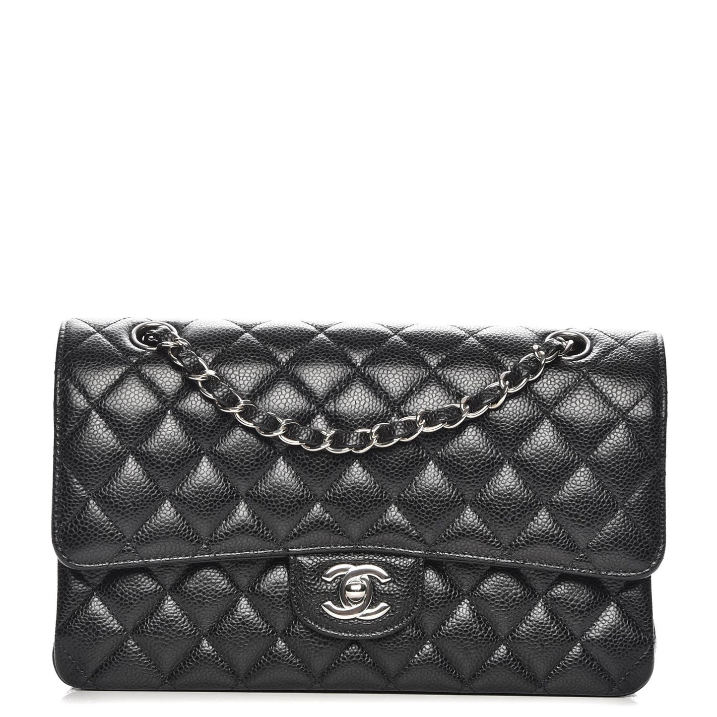 Caviar Quilted Medium Double Flap Black
