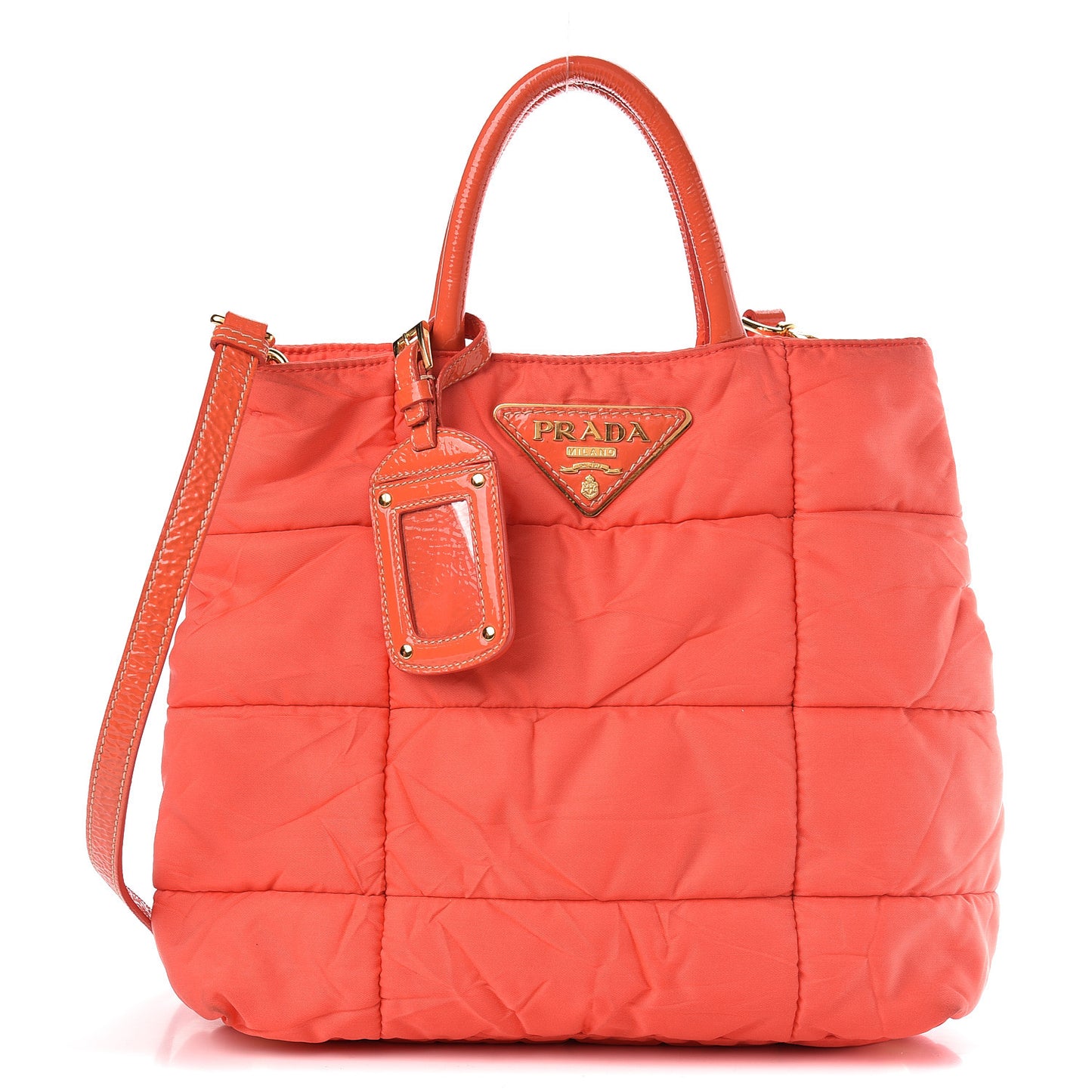 Tessuto Nylon Quilted Tote Orange