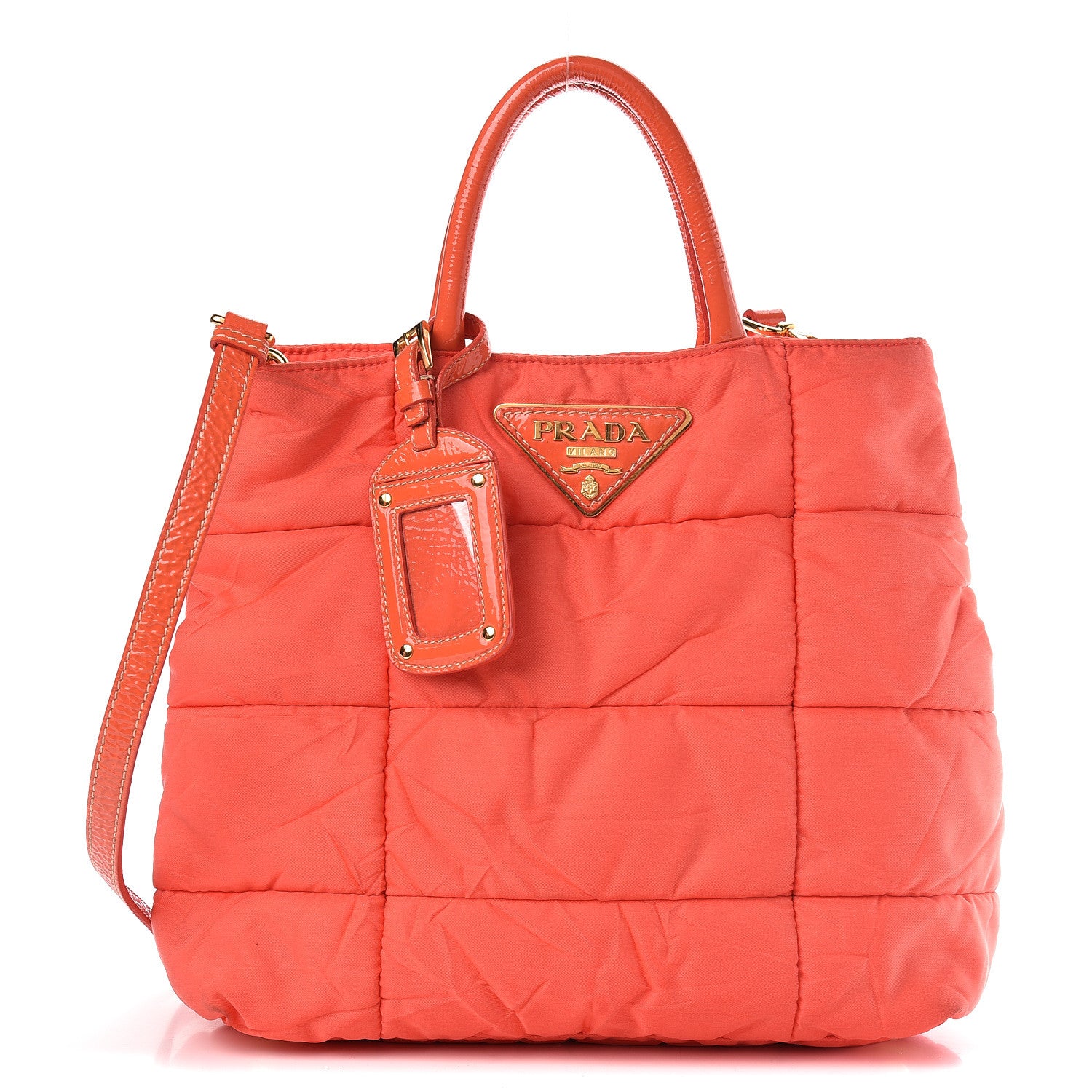 Prada Tessuto Nylon Quilted Tote Orange 1 of 19
