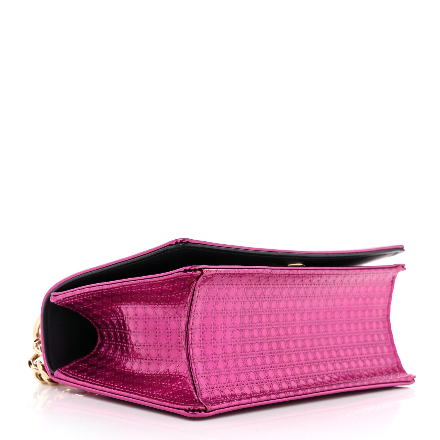 Christian Dior Metallic Patent Micro-Cannage Small Diorama Flap Bag Fuchsia 3 of 12