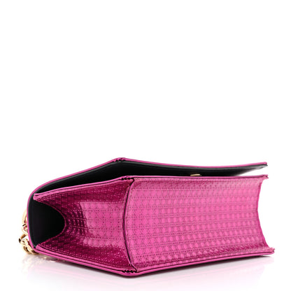 Christian Dior Metallic Patent Micro-Cannage Small Diorama Flap Bag Fuchsia 3 of 12