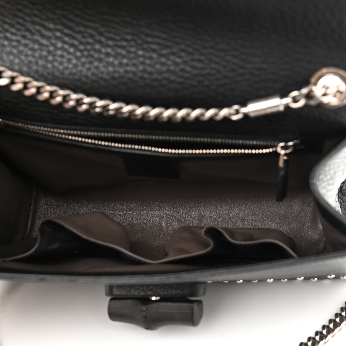 Calfskin Studded Medium Miss Bamboo Shoulder Bag Black
