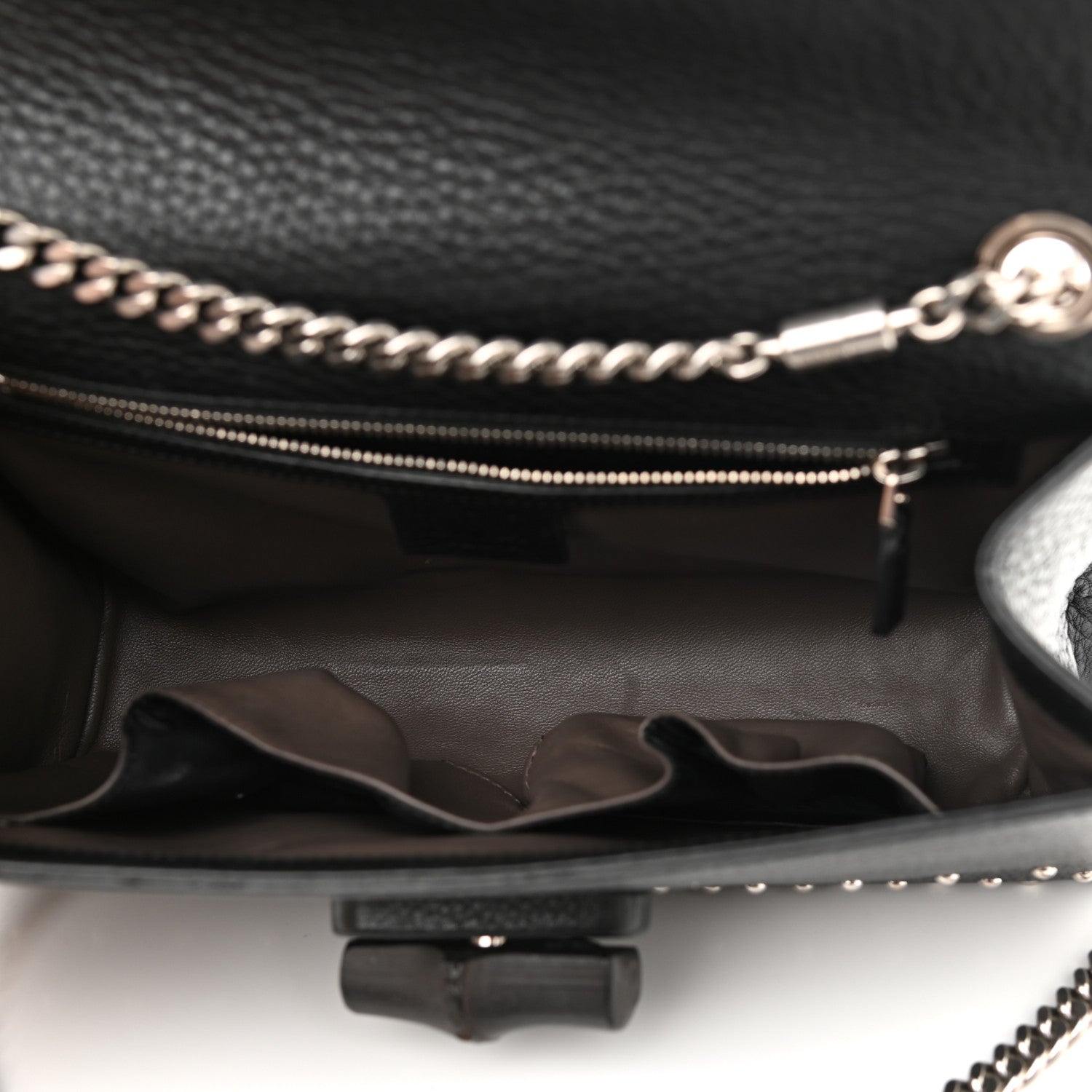 Gucci Calfskin Studded Medium Miss Bamboo Shoulder Bag Black 5 of 11