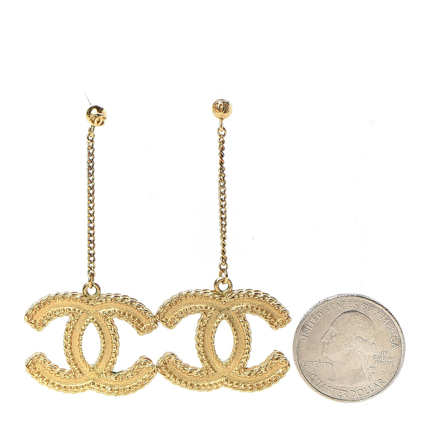 CC Drop Earrings Matte Gold