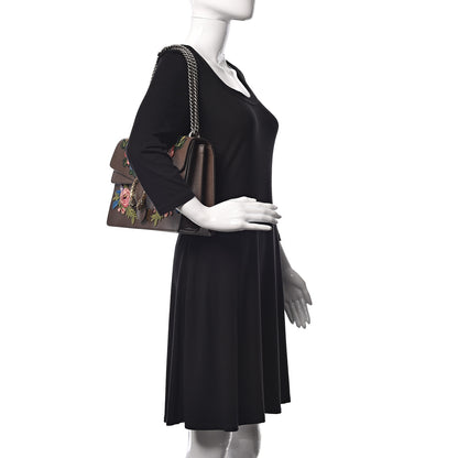 Gucci Calfskin Web Owl Embroidered Medium Dionysus Shoulder Bag New Acero Multicolor 2 of 9