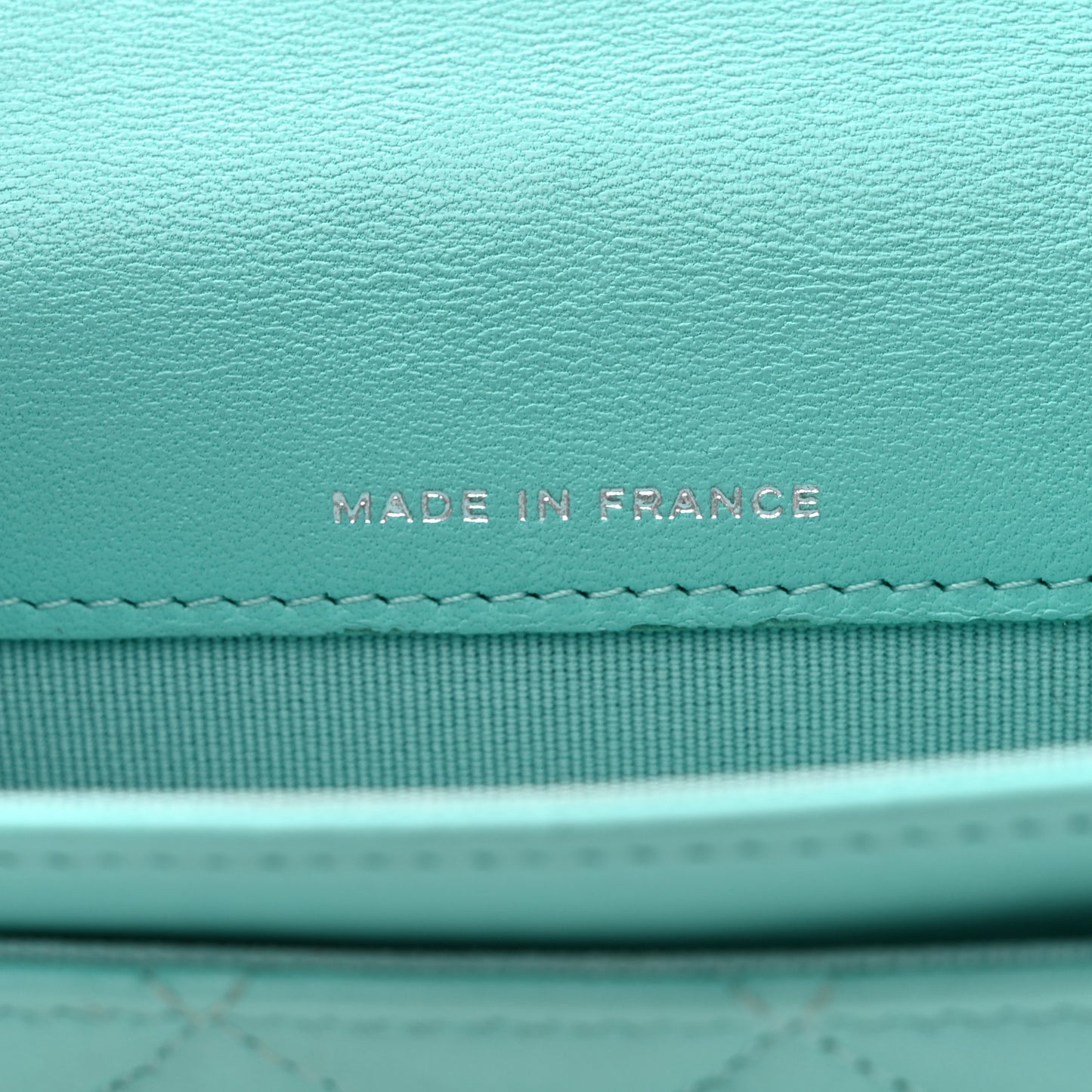 Lambskin Quilted Flap Card Holder Wallet Light Blue