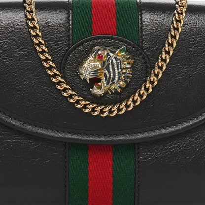 Gucci Textured Calfskin Web Small Rajah Slim Flap Shoulder Bag Black 8 of 11