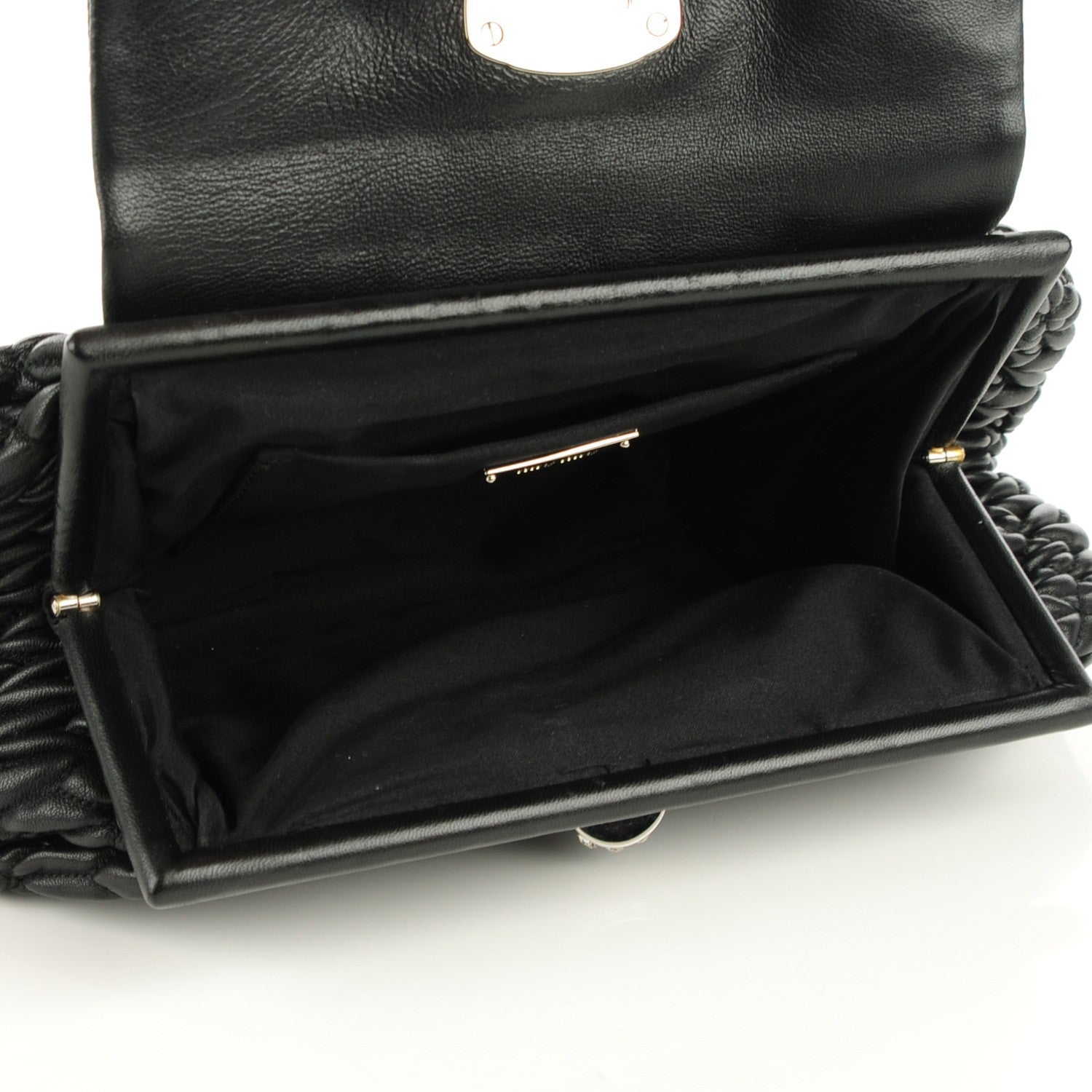 Miu Miu Nappa Matelasse Crystal Flap Clutch Black 5 of 8
