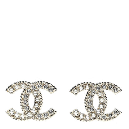 Chanel Pearl Crystal April In Paris CC Earrings Light Gold 1 of 5