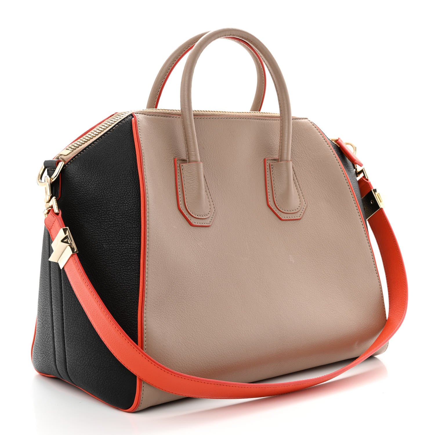 Givenchy Sugar Goatskin Medium Tri-Color Antigona Taupe Black Orange 3 of 17