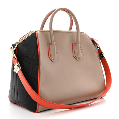 Givenchy Sugar Goatskin Medium Tri-Color Antigona Taupe Black Orange 3 of 17