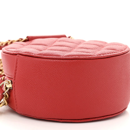 Chanel Caviar Quilted Chain Handle Round Clutch With Chain Bag  Red 9 of 10