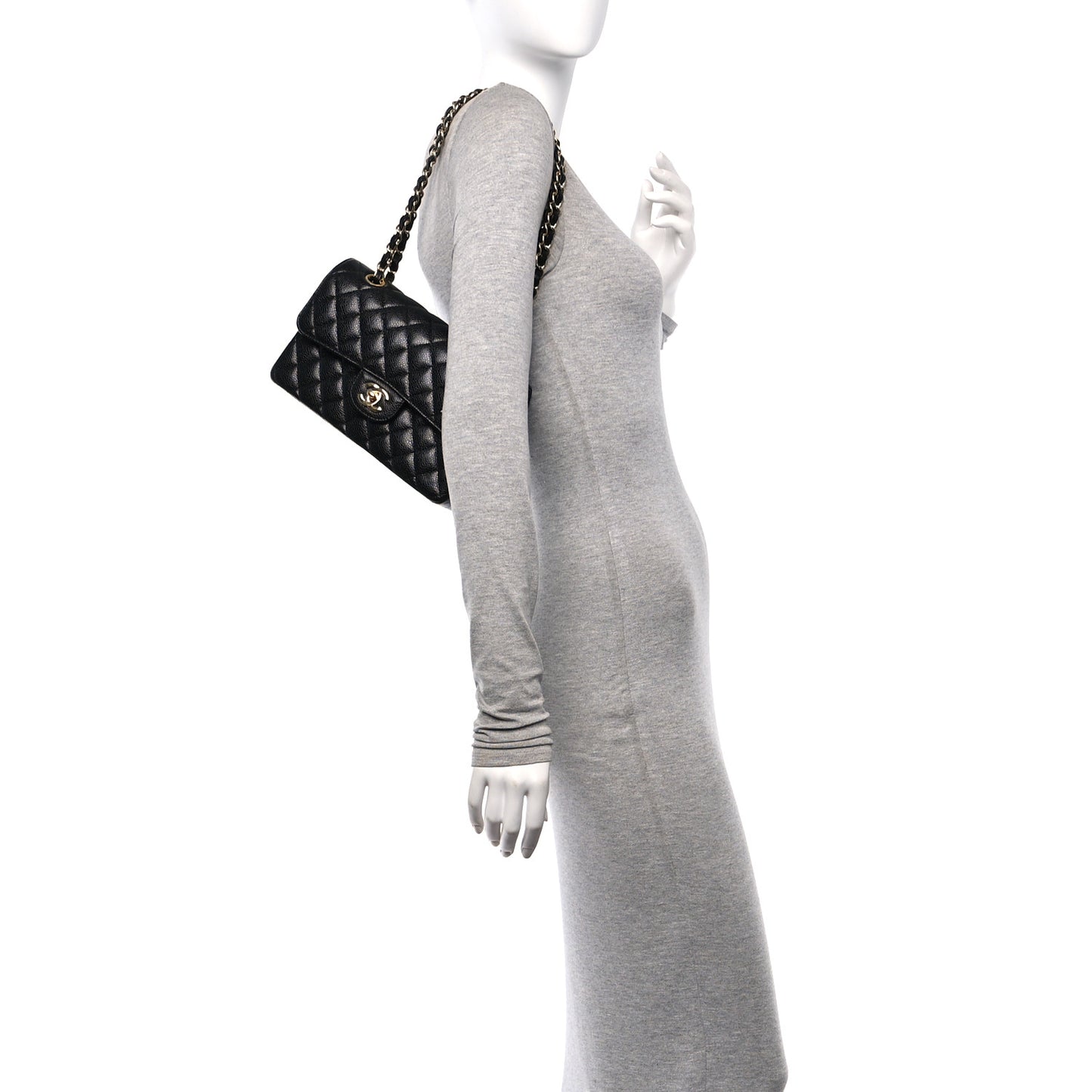 Caviar Quilted Small Double Flap Black