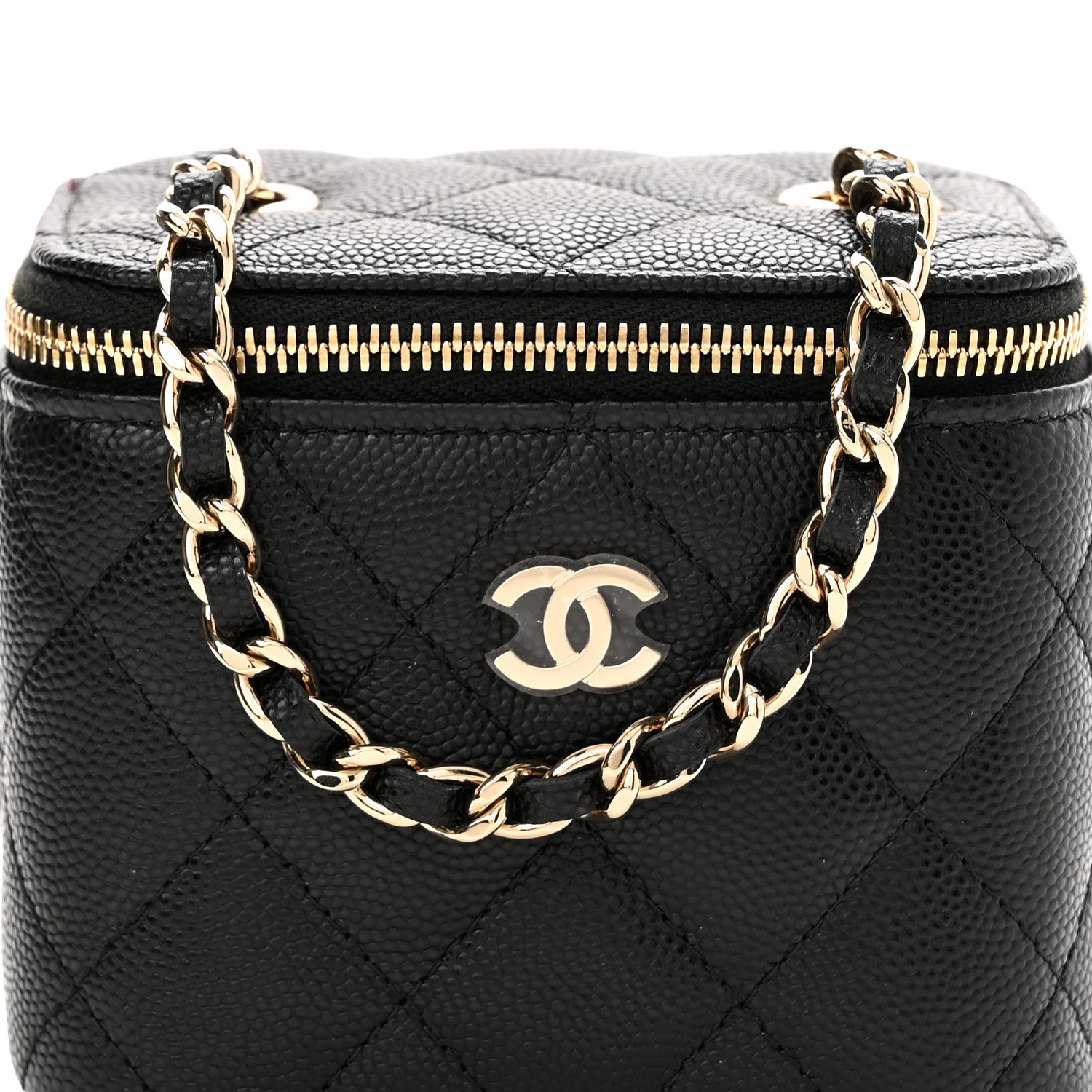 Chanel Caviar Quilted Mini Vanity Case With Chain Black 8 of 11