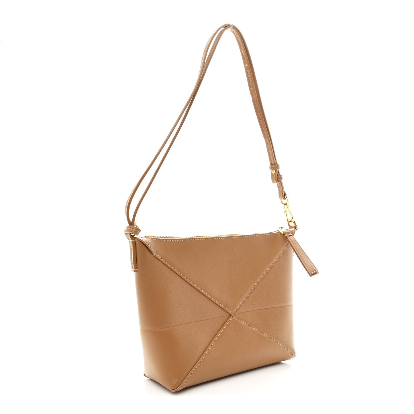 Shiny Calfskin Puzzle Fold Pouch Warm Desert