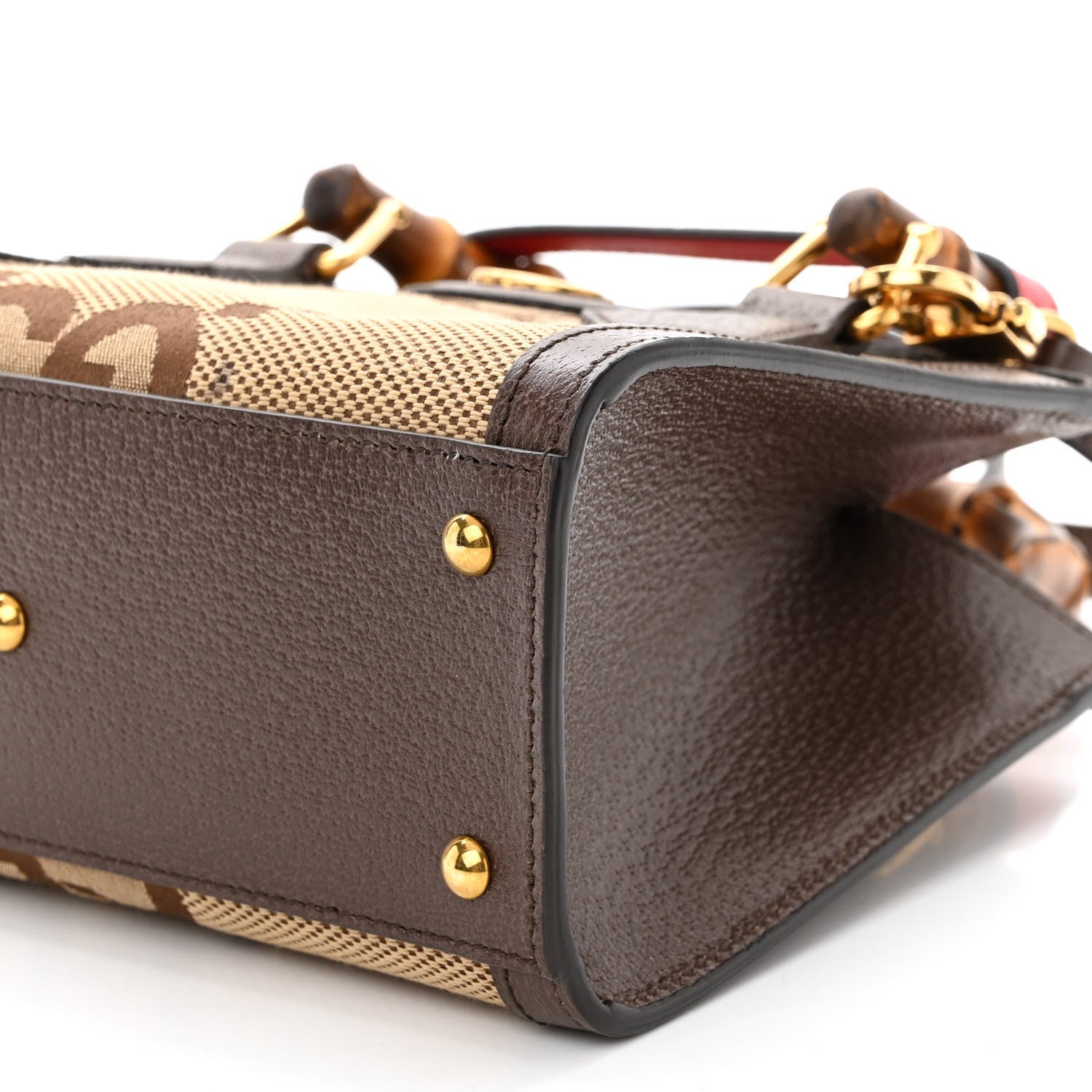 Gucci Monogram Jumbo GG Textured Dollar Calfskin Mini Diana Tote Bag Camel Ebony New Acero Pomegranate Red 7 of 12
